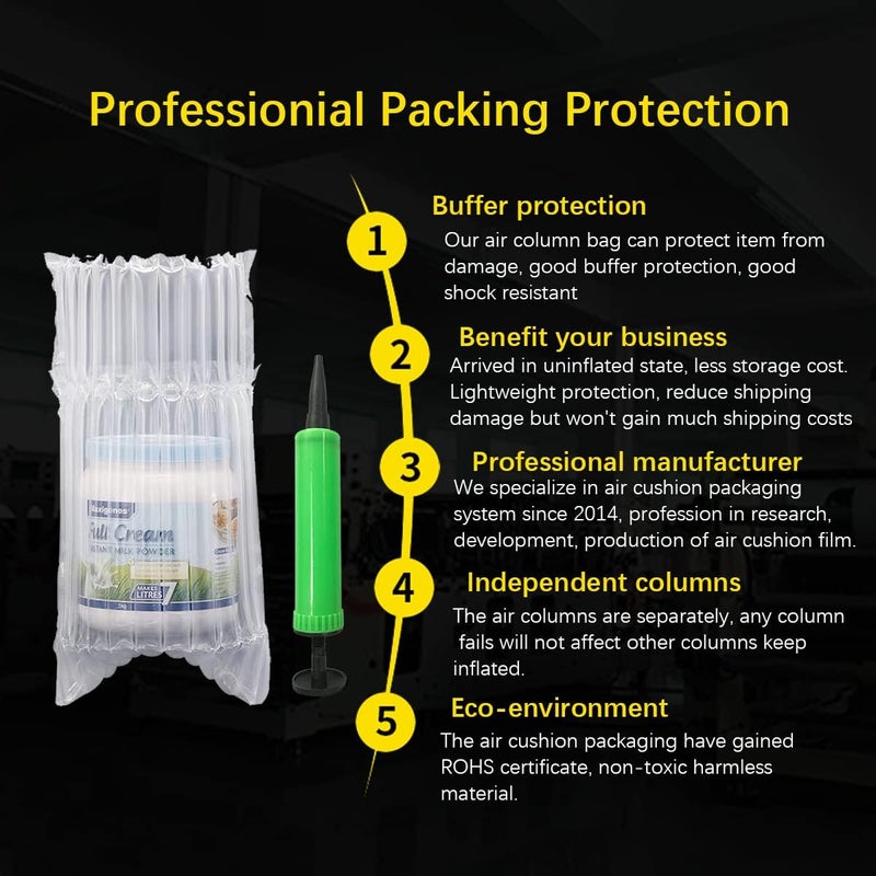 RESISSHO Bubble Cushion Wrap Sleeves, 100 Pack Packing Air Protector Bags Inflatable Air Cushion Bags for Packaging Porcelain Glass Milk Powder Can Ceramic Cooking Oil - Image 2